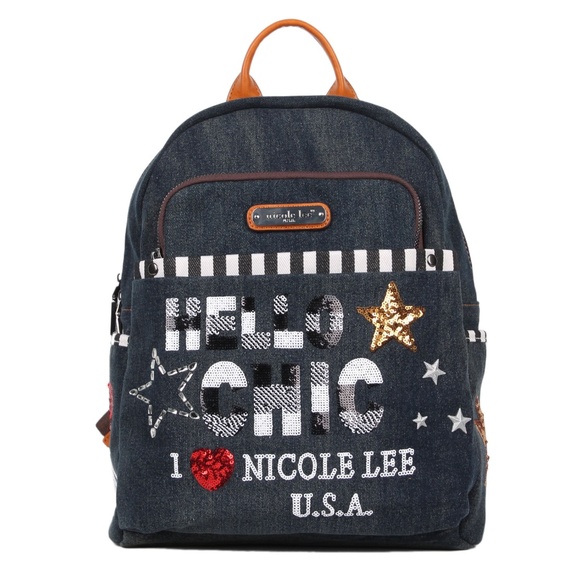 NICOLE LEE THEORA SEQUIN DENIM BACKPACK main image 5